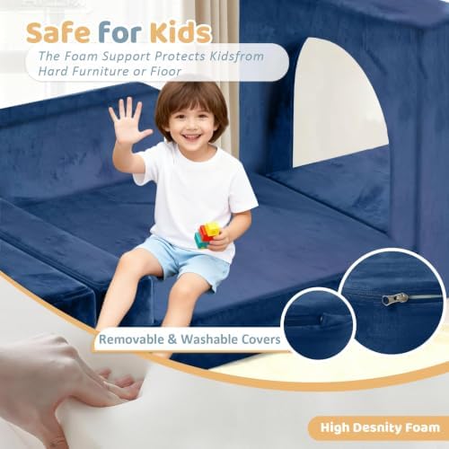 12pcs Modular Kids Play Couch, Convertible Toddler Sectional Sofa - Image 4
