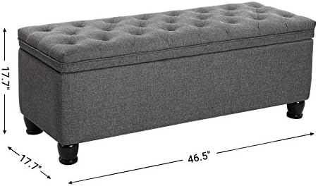 SONGMICS Storage Ottoman, 46.5 Inches Bedroom Bench, Solid Wood Legs - Image 3