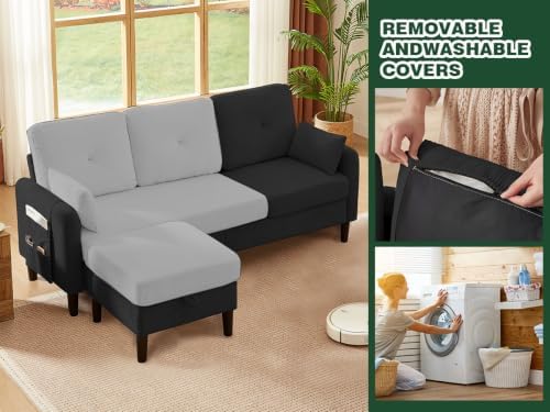 Modern Sectional Sofa with Storage Ottoman, L-Shaped 3-Seat Couch with 2 - Image 6
