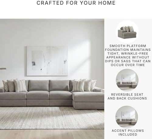 Signature Design by Ashley 4-Piece Modular Sectional Sofa, Ash Gray - Image 4