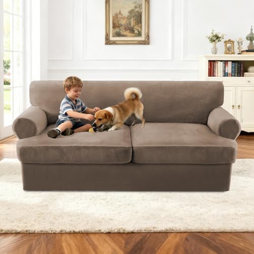 Turquoize T Cushion Sofa Slipcover 3 Piece Sofa Covers - Image 3