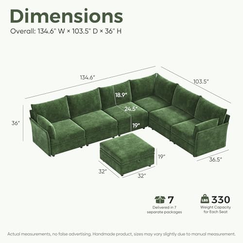 ABCASA 135.5" Modular Sectional Sofa, Oversized U Shaped Convertible Couch - Image 2