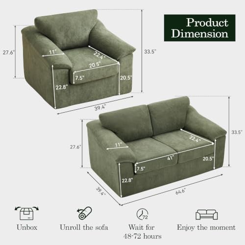 Boneless Couch Sets, Modern Loveseat Sofa - Image 2