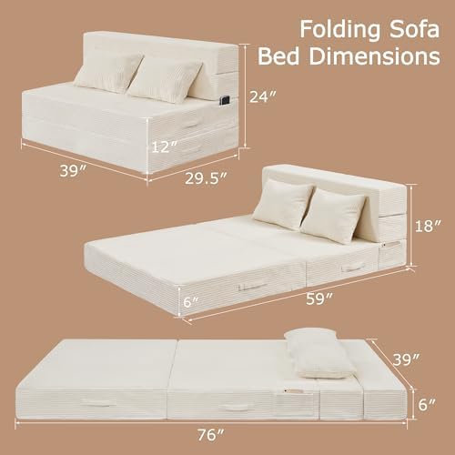 Folding Sofa Bed, Convertible Sleeper Chair Bed, Floor Sofa - Image 2