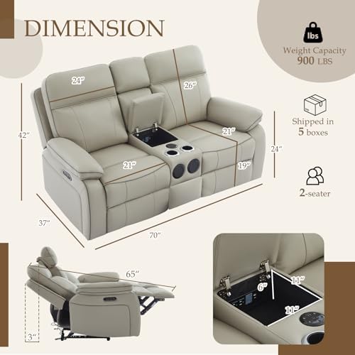 Power Reclining Loveseat with LED Reading Light/Storage Drawer/Bluetooth - Image 2