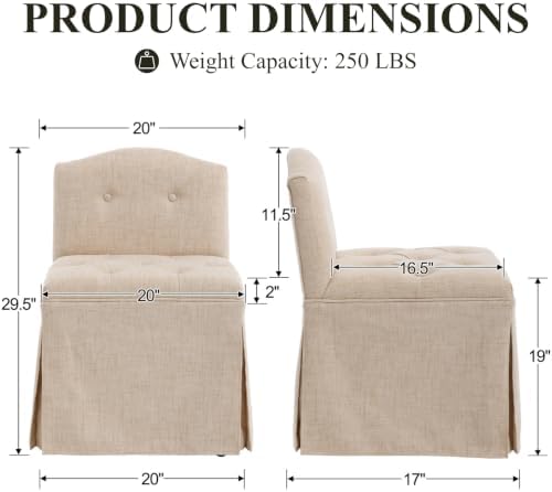 Beige Makeup Vanity Chair with Back & Wheels - Image 2