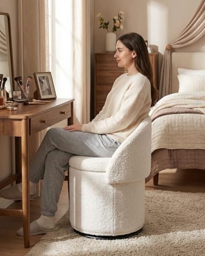 DUOMAY Modern Round Swivel Vanity Storage Stool - Image 4