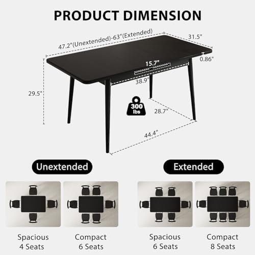 Muwuele 47"-63" Solid Wood Extendable Dining Tables - Image 6