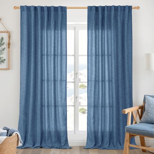 YoungsTex Navy Linen Curtains 90 Inch Length by YoungsTex