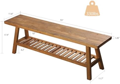 HOKYHOKY Reclaimed Solid Wood Bench-55 Entryway Bench - Image 2