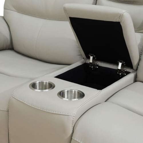 Electric Power Recliner Loveseat Genuine Breathing Leather Recliner Couch - Image 6