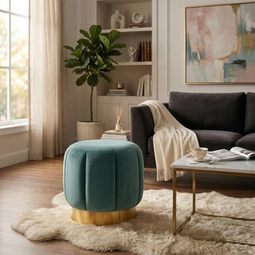 Safavieh Home Collection Maxine Pink and Gold Channel Tufted Otttoman Ottoman - Image 2