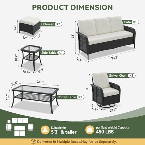 Aoxun 7-Piece Wicker Rattan Patio Furniture Set - Image 3