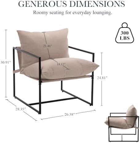 Modern Accent Chair, Upholstered Reading Sling Chair - Image 2