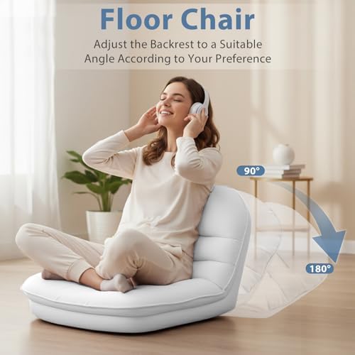 DUMOS Comfy Saucer Chair, PU Leather Foldable Chairs - Image 4