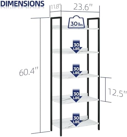NUMENN Bookshelf, 5 Tier Freestanding Shelving Unit - Image 3