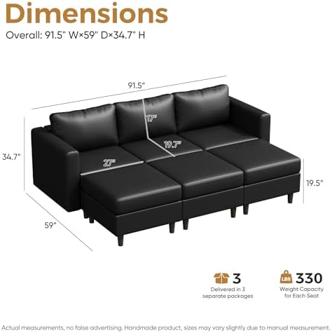ABCASA 91.5" Faux Leather Luxury Modular Sleeper Sofa Bed - Image 2