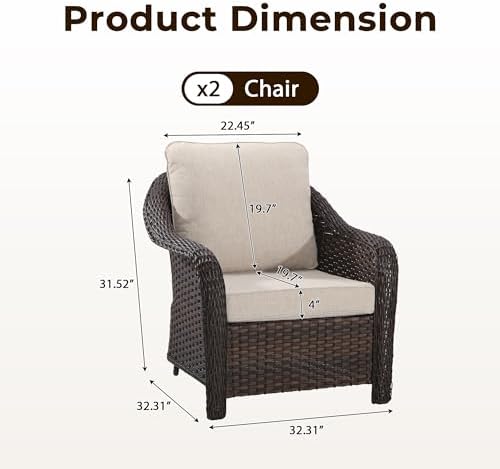 Outdoor Wicker Chair Set of 2, All-Weather Use Patio Rattan Chair - Image 2