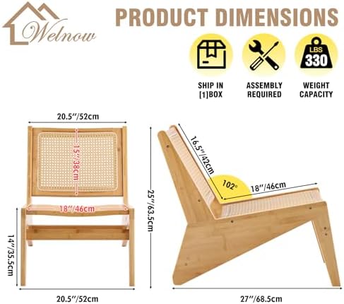 Welnow Mid Century Rattan Accent Chair - Image 3