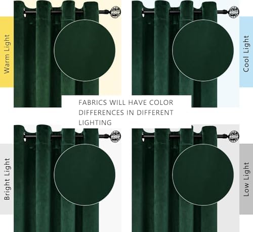 SMILETIME Emerald Green Velvet Curtains 52"x96" Grommet 4 Panels - Image 5