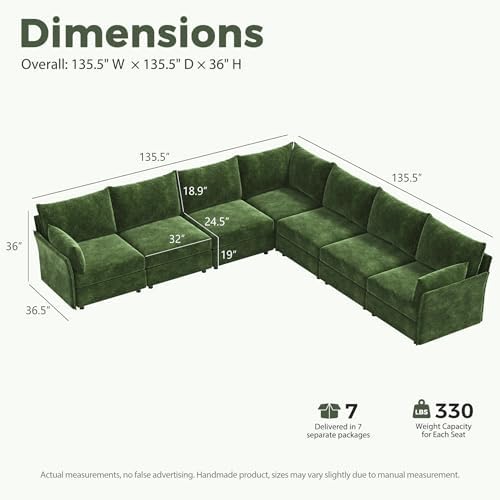ABCASA 135.5" Oversized Modular Sectional Sofa, L Shaped Convertible Couch - Image 2