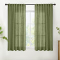 YoungsTex Olive Green Linen Curtains 45 Inch Length by YoungsTex