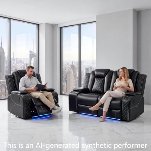 3-Piece Leather Power Recliner Sofa Set, Home Theater Seating - Image 6