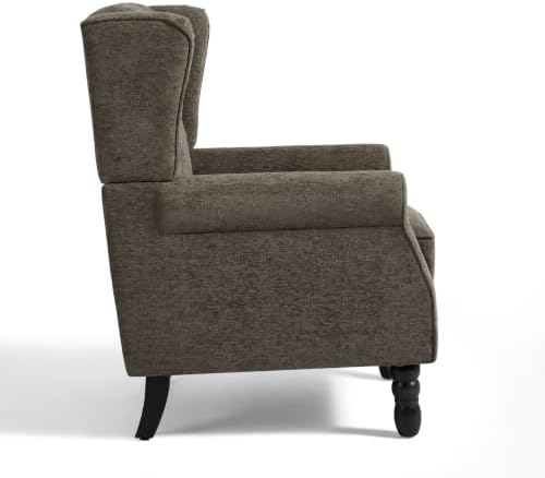 High Back Accent Chairs Set of 2, Wingback Armchair in Fabric - Image 3