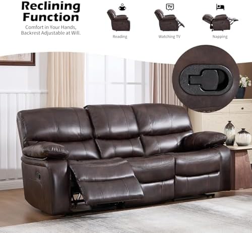 EBELLO Faux Leather Manual Recliner Set, Americana Minimalist 1-Seat Chair and - Image 5