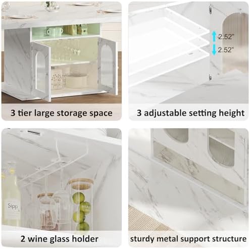 HSH 63" Modern White Faux Marble Dining Table - Image 4