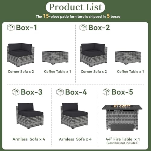 Aoxun 15 Piece Patio Furniture Set - Image 5