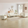3 Pieces Mid Century Modern Chesterfield Sofa Set, Upholstered Button Tufted by JEEOHEY