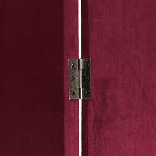 Red Lantern 6 ft. Classic Arch Velvet Room Divider Burgundy 3 Panel - Image 6