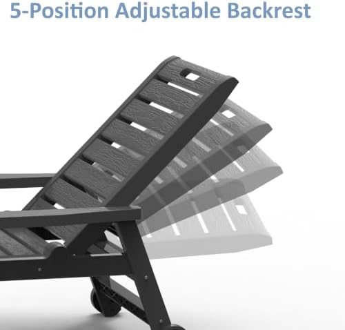 Outdoor Chaise Lounge Chairs, 5-Position Adjustable Backrest, Waterproof - Image 4