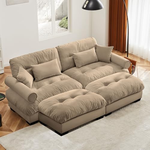 94" Modular Sectional Sofa, Velvet Upholstered Couches by Wunlerlant