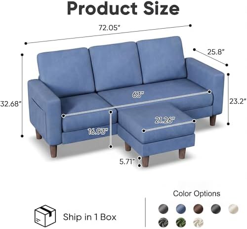 Homall 72" L Shaped Sofa Couches - Image 2