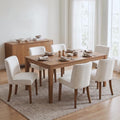 Mid-Century Dining Chairs Set of 6, Linen Fabric Solid White Kitchen Chairs by DMFurniture