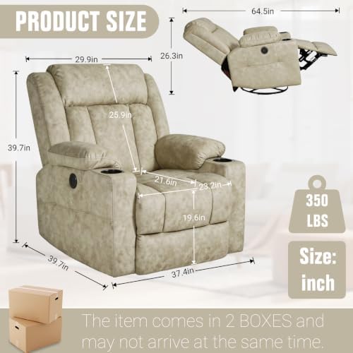 LAFWELL Retro Rocking Recliner Chair, Massage Rocker Recliner Chair - Image 3