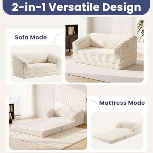 JUIKURY Convertible Sofa Bed, 3-in-1 Foldable Loveseat Couch - Image 6