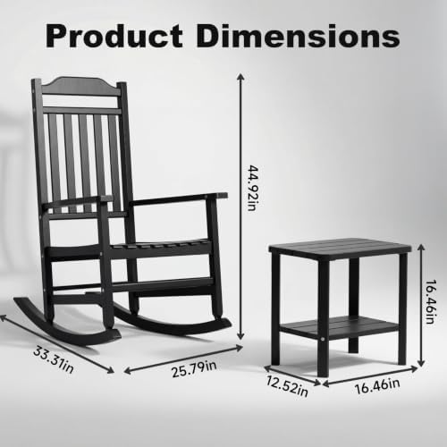 3 Piece Outdoor Rocking Bistro Set, Resin Rocking Chairs Outdoor Indoor - Image 3