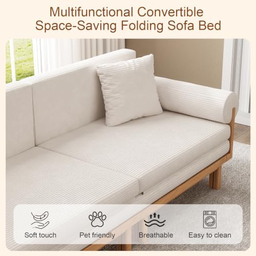 Sofa Bed, 84.65-inch, Pull Out Couch, Full Solid Wood Frame - Image 6