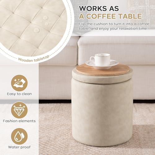 Storage Ottoman Round, Space Saving Foot Stool - Image 3