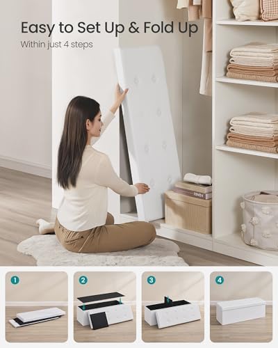 SONGMICS Storage Ottoman Bench, 43.3 Inches Folding Foot Rest Stool - Image 6