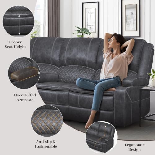 Yolsali 3 Seater Reclining Sofa, Reclining Couch Wall Hugger - Image 6