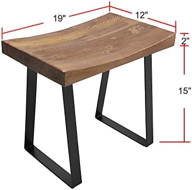 Solid Wood Bench Entryway 19"x12"x17"H Rustic End Table Living Room Natural - Image 2