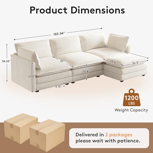 ROWHY 104'' Modular Sectional Cloud Couch - Image 3