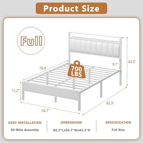 Furnulem White Full Size Bed Frame - Image 2