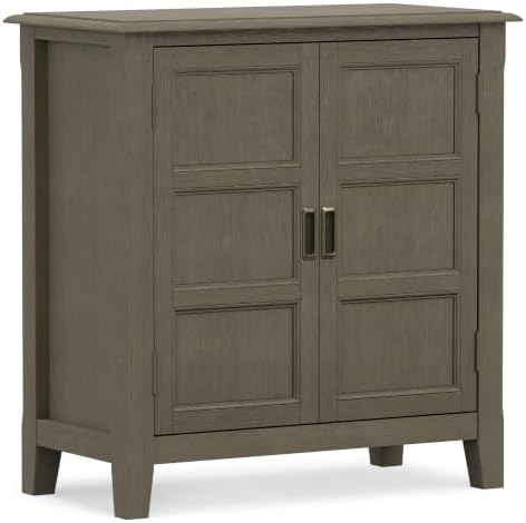 SIMPLIHOME Burlington 30" Wide Solid Wood Cabinet in Farmhouse Grey by SimpliHome