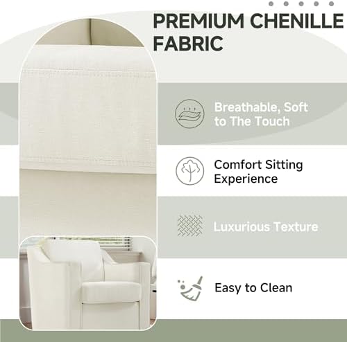 Swivel Accent Chair, Chenille Upholstered Armchair - Image 6