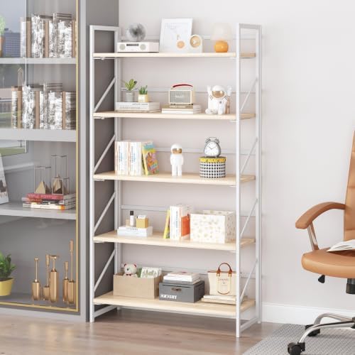 JSB 5 Tier No Assembly Folding Bookshelf, 30.7" Wide Foldable Storage Bookcase - Image 5